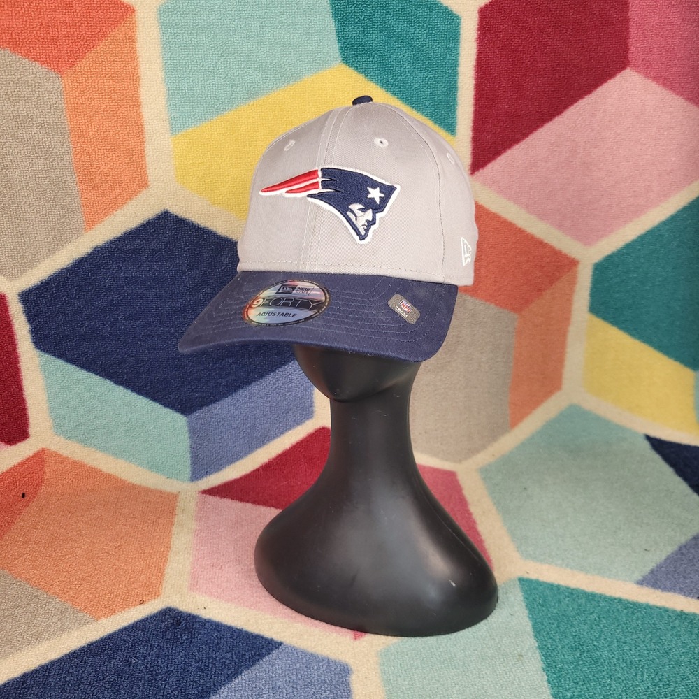 New Era 9FORTY New England Patriots Hat Grey Navy Blue Adjustable NFL Snapback